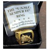 USMC Sterling silver/24k gold finished & black