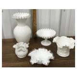 Pretty Milk glass lot- ruffled, hobnail etc