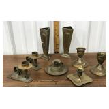 Brass? Candle holders- boxed lot