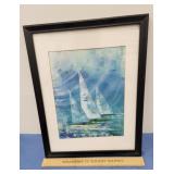 Signed framed watercolor