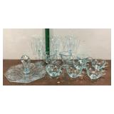 Pretty glow glass- glasses, creamer & sugar,