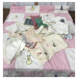 Hand stitched embroidered quilt, doilyï¿½s, Hand