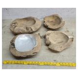 4 Wooden Bowls