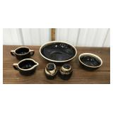 Glazed brown ceramic dishï¿½s, salt & pepper lot