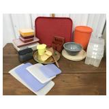 Tupperware, Lazy Susans, Tupperware lids, knife