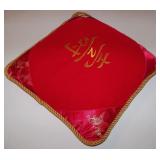 Vintage Asian Gold Embroidered Red Velvet & Satin