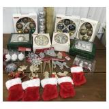 Christmas Ornaments & small stockings- bagged lot