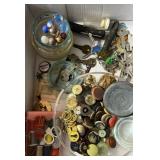 miscellaneous lot marbles, keys, buttons, Nixon