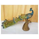 Beautiful peacock status. Wood & resin. 7.5" tall