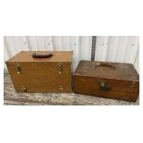 2 Wooden Boxes With Shoe Shine Contents