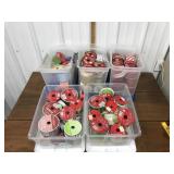 5 Plastic Totes Full Of Ribbon