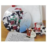 Vintage painted sand dollar cow ornament and two