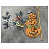 2pcs Metal Yard Art- Pumpkins & Dragonflies *All