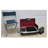 Coleman camp grill with tanks, Coleman camping