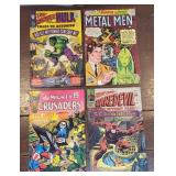 4 comic books - Daredevil, hulk, metal men, and