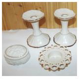 Lenox candle holders and trinket box. Taper and