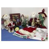 Pretty Christmas table cloth, Santaï¿½s & misc