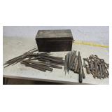 Files, rasps, wrenches, wooden box