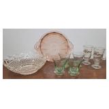 Box glassware - Pink depression cake plate,