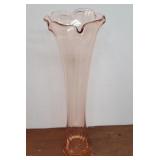 Very large pink depression glass vase - this