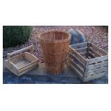 Vintage Apple Crate, Basket & Garden Tote Bushel