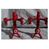 2 Vintage Swedish Folk Art Wood Hand Painted