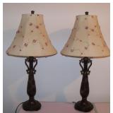 Pair DALE TIFFANY Antique Bronze Table Lamps 29