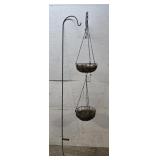 Shepards hook, 2 iron flower pots