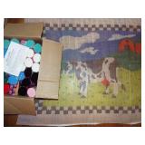 NOS Mary Maxim latch hook rug kit. Cow/barn