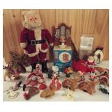 Vintage Holiday Santa, Reindeer and Ornament lot.