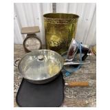 Police Postal scale, vintage garbage can, iron,