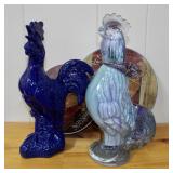 Reverse painted glass bottle and cobalt blue