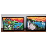 2 Pcs Whimsical Cara Kansala folksy art -