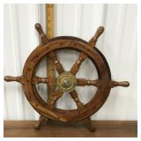 Maritime Wooded Ship Wheel Nautical Boat Steering