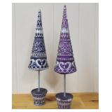 Pair of Dept 56 silver & purple table top/display