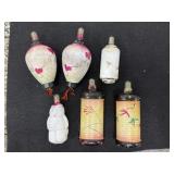 6 Vintage Milk Glass Ornaments