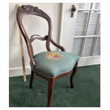 Needlepoint rose carved chair