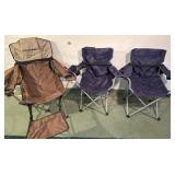Three folding camp chairs