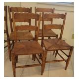 4 antique ladder back chairs - lots of tigering -