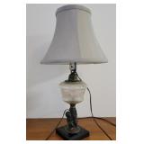 Figural antique table lamp - boy with lamb - Nice