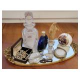 Beautiful brass dresser tray, mother of Pearl