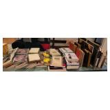 Books upstairs on the glass shelf