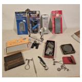Sharpening stones, magnifying glass, etc