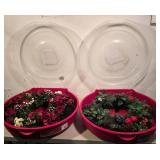 2 wreaths with tubs