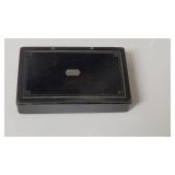 Antique Paper Mache Black Lacquer Snuff Box