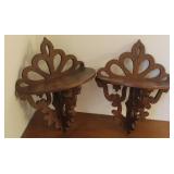 Pair of small walnut shelves