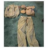 Pants, jacket, bag, canteen