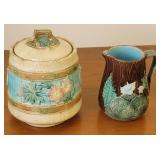 Majolica sugar and creamer - both damaged