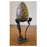 India brass pedestal with marble egg - very heavy