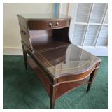 Mahogany step down end table 1 drawer 28"19"25"